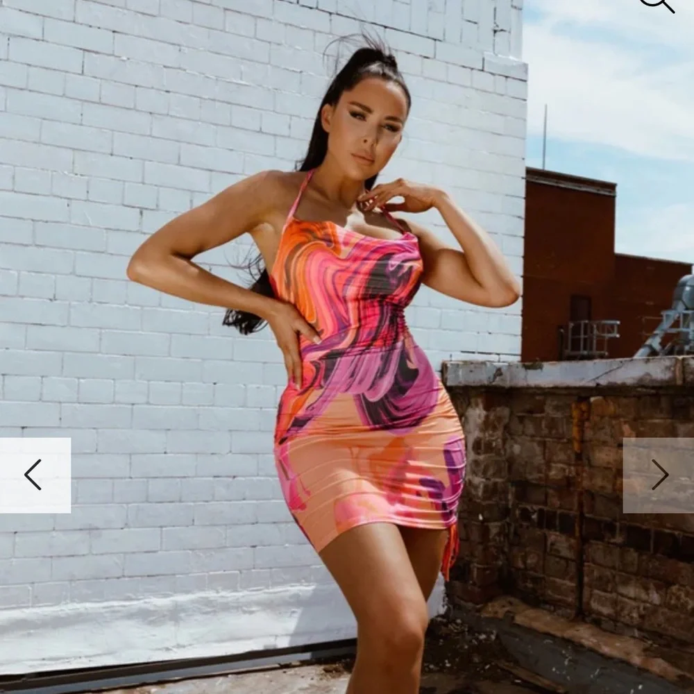 Marble Print Ruched Mini Dress - Picture 3 of 4